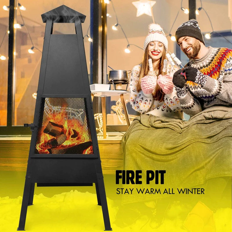 Portable Chimney Fire Pit with Cover