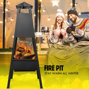 Portable Chimney Fire Pit with Cover