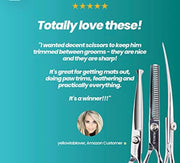 Professional Dog Grooming Scissors Set - Stainless Steel Rounded Tip Sharp Durable Shears with Pet Grooming Comb in Kit - Best Tools for Trimming Every Dog and Cat - Salon Cut