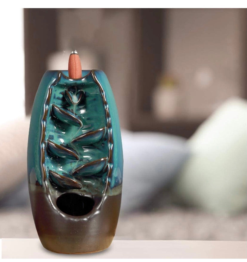 Blue Mountain Waterfall Backflow Incense Burner with 10 Cones
