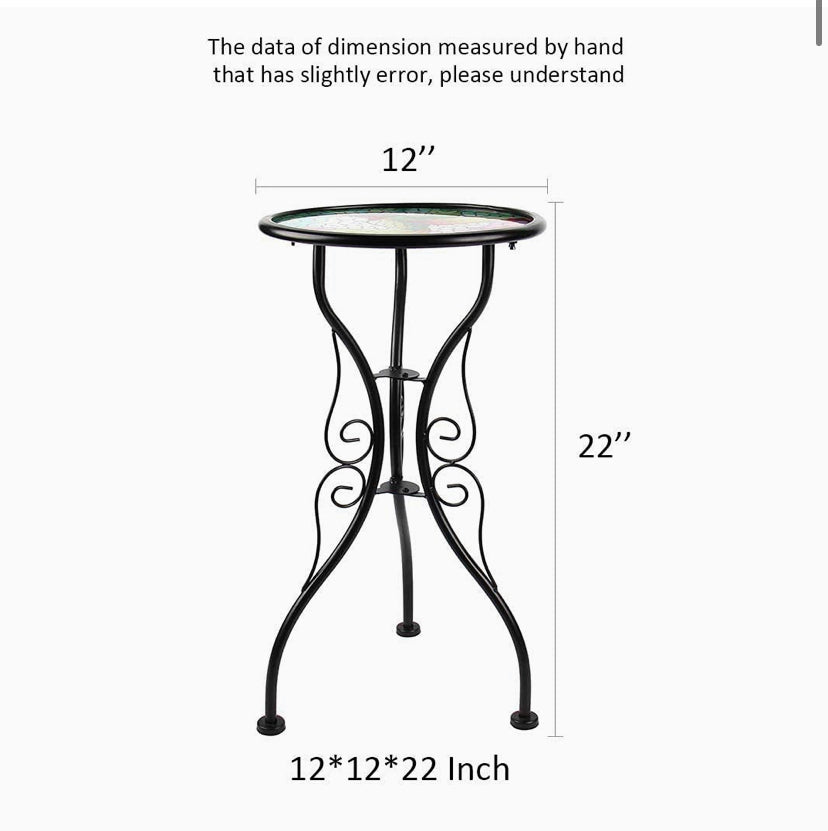 Liffy Outdoor Mosaic Side Table Hummingbird Bench