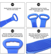 68cm Dual-Sided Silicone Back Scrubber with 2 Shower Hooks