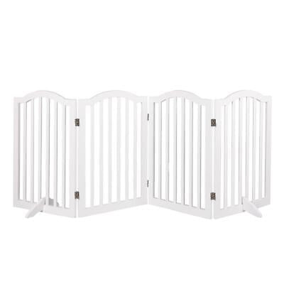 Wooden Pet Gate Dog Fence Safety Stair Barrier Security Door 4 Panels White