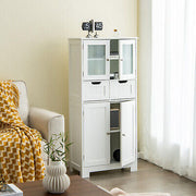 128 cm Four-Door Storage Cabinet with Glass Panels