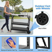 3-Tier Mobile Food-Prep Cart with Stainless-Steel Worktop