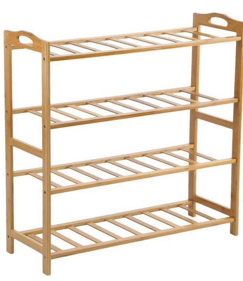 4-Tier Bamboo Shoe Rack – 66 × 23 × 68 cm