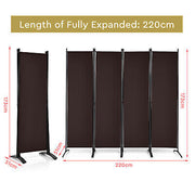 220 × 173 cm 4-Panel Brown Fabric Room Divider