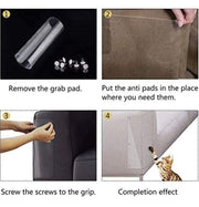 4-Pack Clear Cat Scratch Furniture Guards with 10 Pins – 47 × 15cm