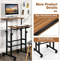 Mobile 2-Tier Adjustable Sit-Stand Laptop Desk