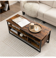 Industrial Coffee Table with Storage – Rustic Brown