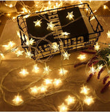 Star Fairy Lights - 70 LED 33 FT Star String Lights Waterproof for Indoor, Outdoor, Bedroom, Wedding, Party, Christmas Garden Decorations, Warm White