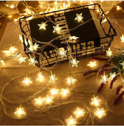 Star Fairy Lights - 70 LED 33 FT Star String Lights Waterproof for Indoor, Outdoor, Bedroom, Wedding, Party, Christmas Garden Decorations, Warm White