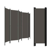 5-Panel Fabric Privacy Screen with Powder-Coated Iron Frame