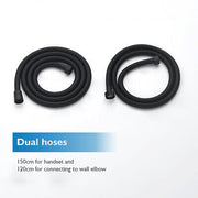 9-Inch Black Twin Shower Rail Set with Two Hoses