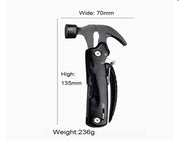 Black Stainless Steel Portable Multipurpose Pocket Size Tool with Anodized Aluminium Handle 7 Functions in 1 with Easy Carry Nylon Pouch for Outdoor Camping Household Car Emergency with Safe Locking