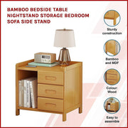 Bamboo Bedside Table – Natural Wood