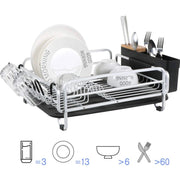 Kingrack Dish Rack, Aluminum Dish Drainer, Dish Drying Rack with Removable Drip Tray