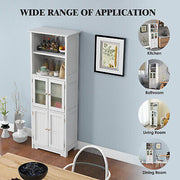 163 cm Tall Four-Door Storage Cabinet with Open Shelves