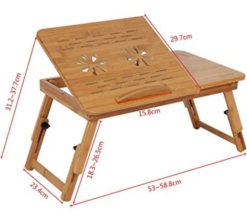 Bamboo Foldable Laptop Bed Cooling Holder Desk Multi Function Table Stand