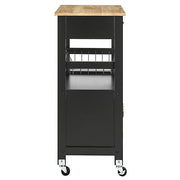 Black Rolling Kitchen Storage Trolley with Drawer & Basket