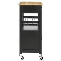 Black Rolling Kitchen Storage Trolley with Drawer & Basket