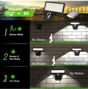 Solar Lights Outdoor Motion Sensor, 90 LED Solar Powered Exterior Wall Security Light Waterproof for Porch Yard Patio Garage, Dusk-to-dawn, Super Bright, USB Charging & Emergency Lighting 2 Pack
