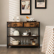 Console Table Sofa Side Table w/ Fabric Drawers Hallway Rustic Brown