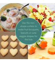 Vegetable Fruit Cutter Shapes Carving Tools Set - 29 pieces - 12 Cute Mini Cookie Cutting Stamps Moulds Flower Heart Star, Melon Baller, Watermelon Cutter, Apple Slicer – Create Fun Food Decoration for Kids Parties