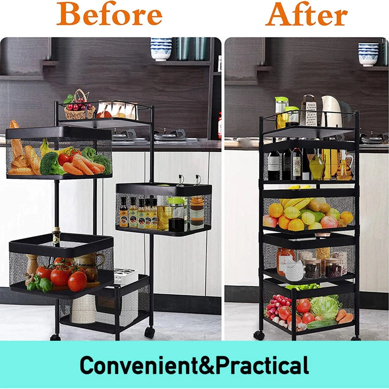 4-Tier Rotating Kitchen Storage Trolley