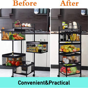 4-Tier Rotating Kitchen Storage Trolley
