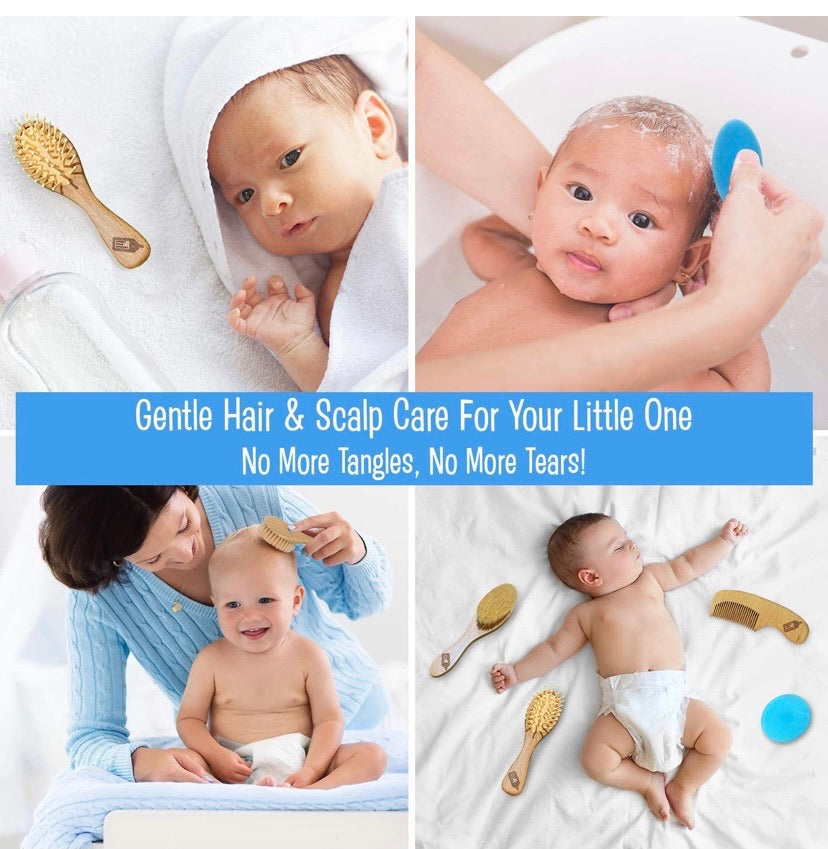 Baby Hair Brush & Comb Set (4 PCS)