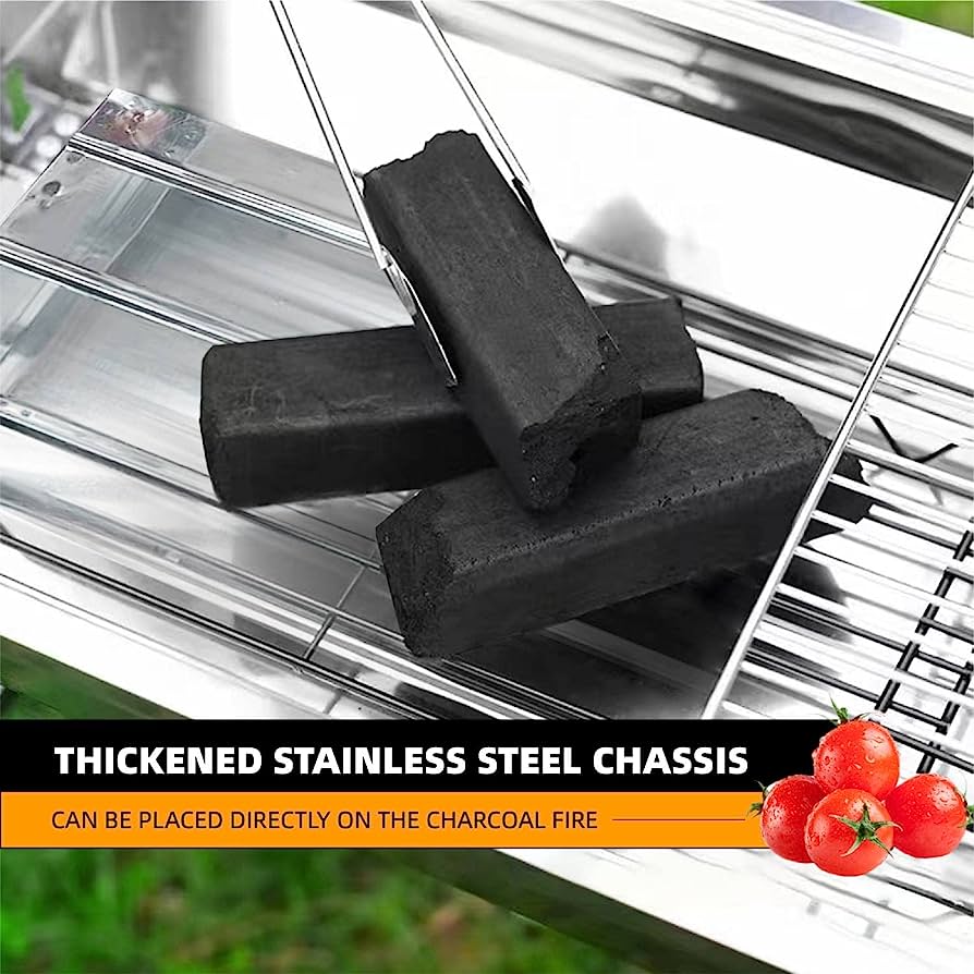 45 x 24 cm Foldable Stainless Steel Charcoal Grill