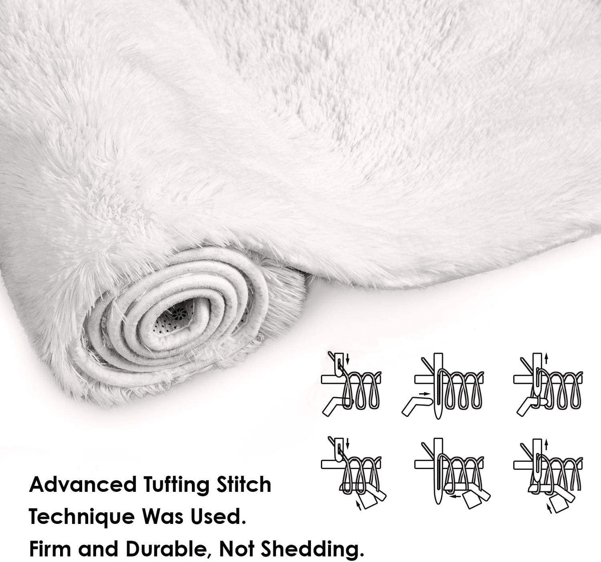 Fluffy Rug, Super Soft Fuzzy Area Rugs for Bedroom Living Room - 4' x 6' Large Plush Furry Shag Rug - Kids Playroom Nursery Classroom Dining Room Decor Floor Carpet, Cream White