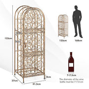 45-Bottle Arched Gold Steel Wine Rack with Latching Door