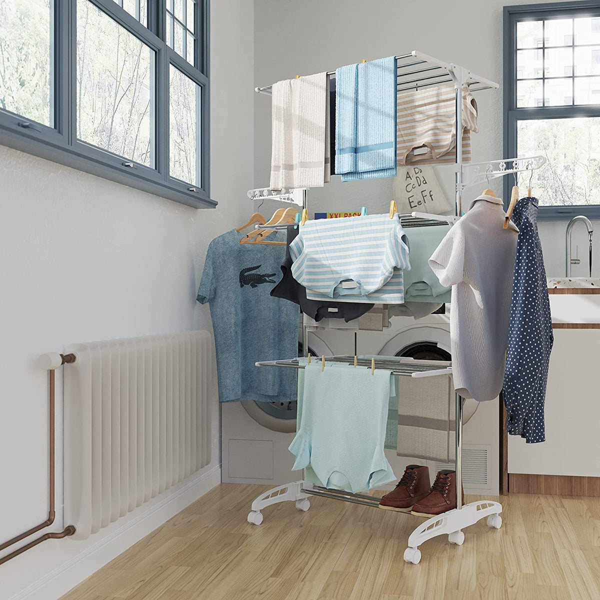 Extra-Large 3-Tier Folding Clothes Airer – 20m Drying Space