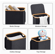 62L Collapsible Laundry Hamper with Lid & Removable Liner – Black