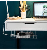 2-Pack White Under-Desk Metal Cable Trays – 16 Inch