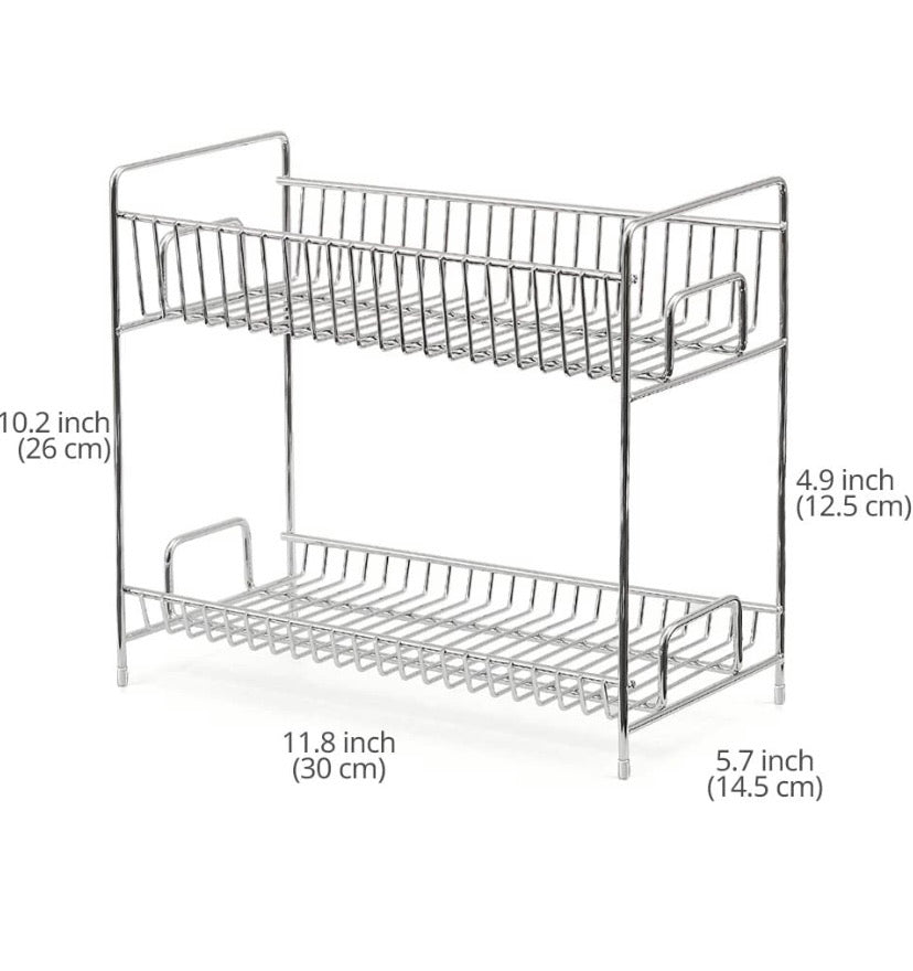 2-Tier Standing Rack EZOWare Kitchen Bathroom Countertop 2-Tier Storage Organizer Spice Jars Bottle Shelf Holder Rack - Chrome