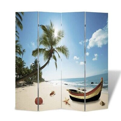 160 × 170 cm Double-Sided Beach-Print Folding Room Divider
