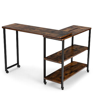 360° Rotating Mobile Sofa Side Table with Storage Shelf