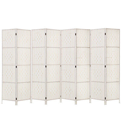 8-Panel White Pine & Woven-Paper Folding Room Divider