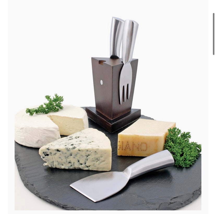 Cheese Knife Set, Silver/Brown