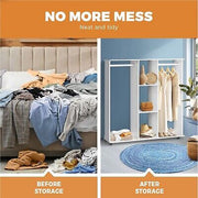 Portable Double Wardrobe Storage Shelves Organizer Clothes Rack Hanger