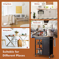 Rolling Kitchen Island with Drawer, Cabinet & Open Shelves
