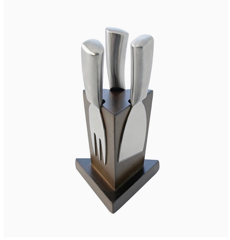 Cheese Knife Set, Silver/Brown