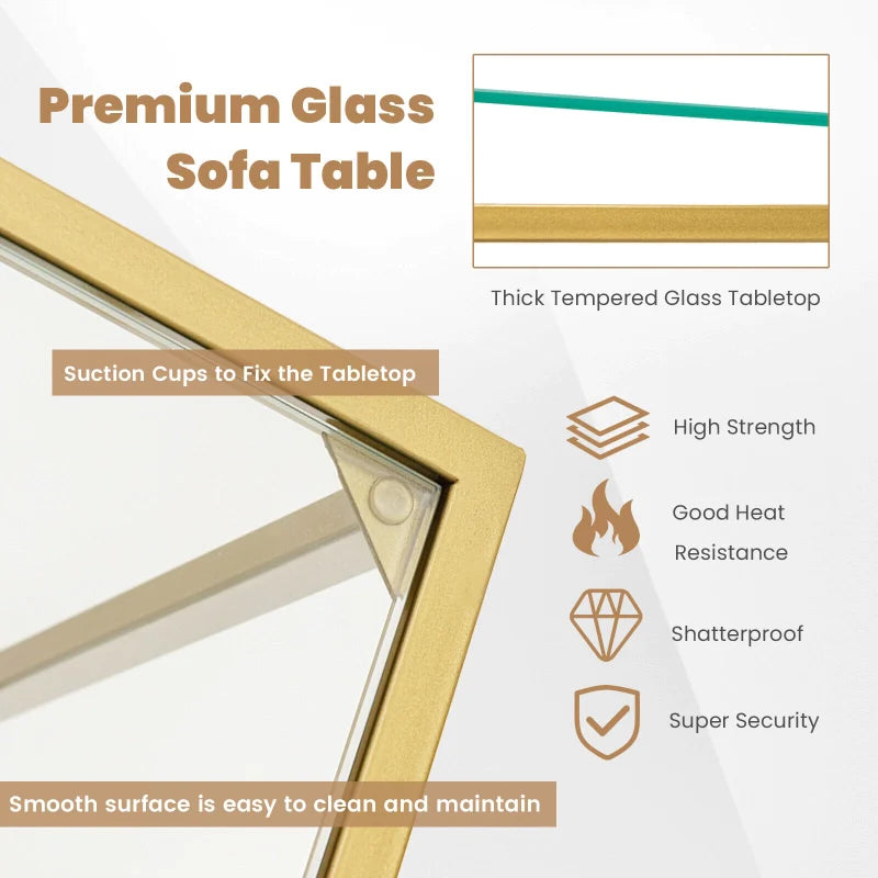 3-Tier Tempered-Glass Console Table
