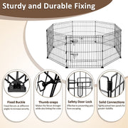 8-Panel 76 cm Metal Pet Playpen with Weather Cover