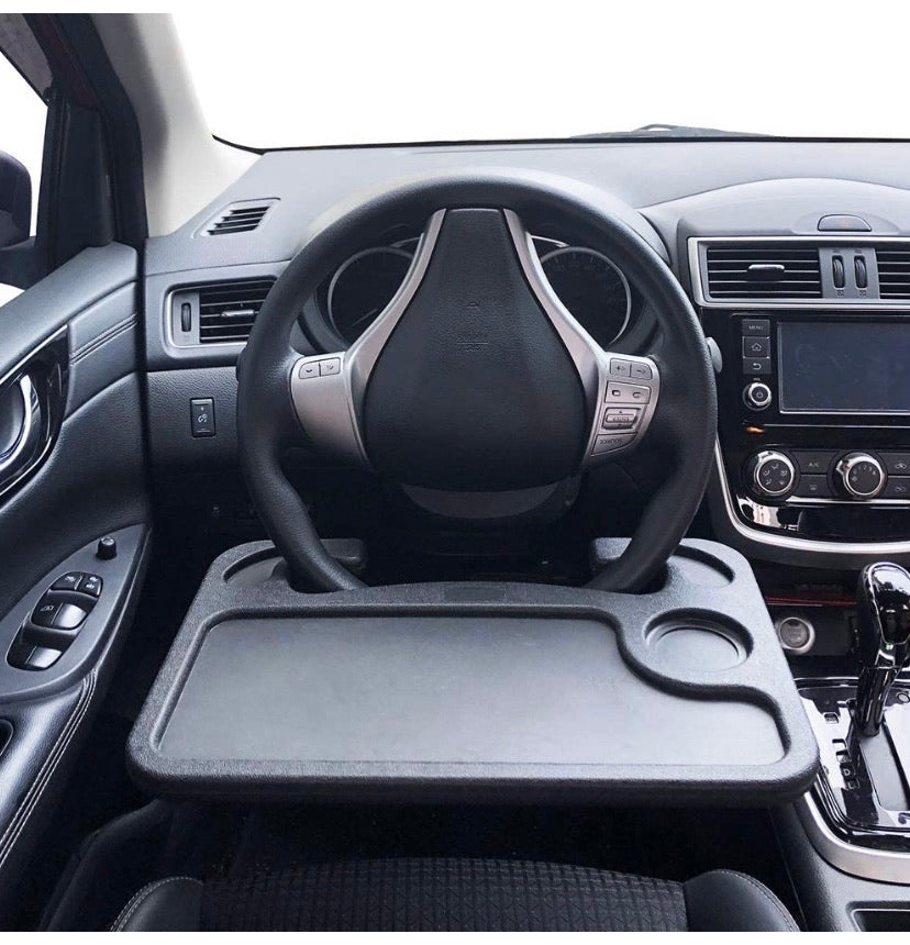 Two-Sided Steering Wheel Tray for Parked Use – Black