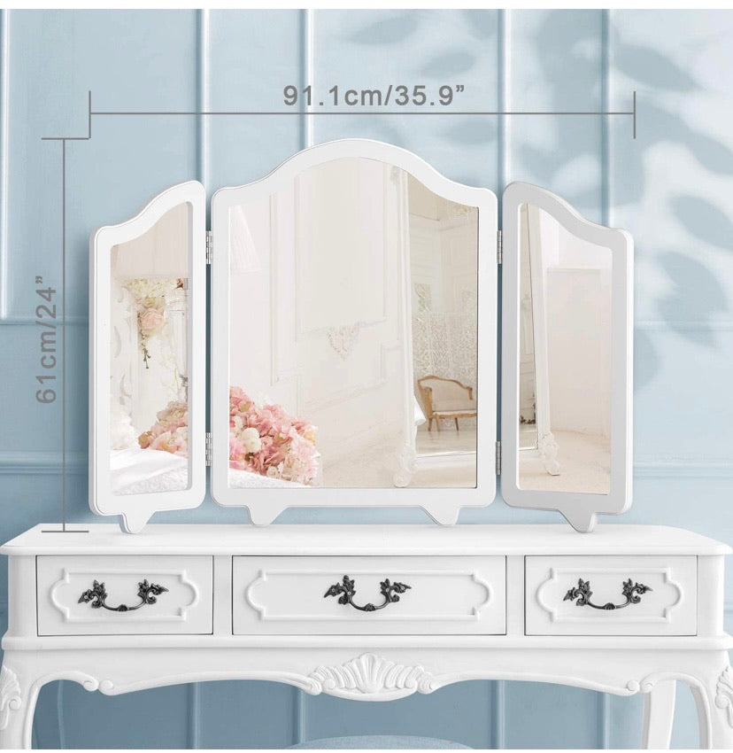 Large Hollywood Vanity Tri-fold Makeup Mirror
