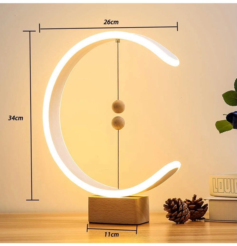 Heng Balance Lamp Switch on in mid-air USB Powered LED Table lamp Warm Eye-Care Designer Desk lamp,Contemporary Soft Light Office Modern Home Dorm Bedside Gift lamp (Wood)